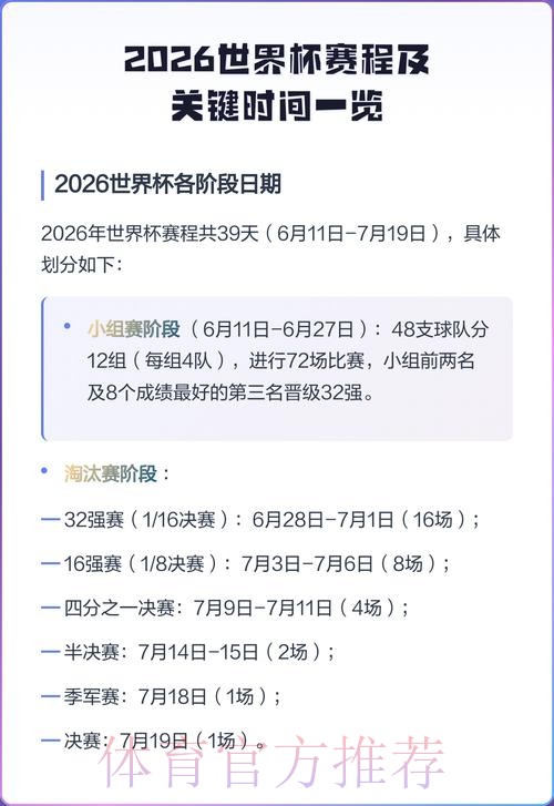 2026世界杯直播时间安排